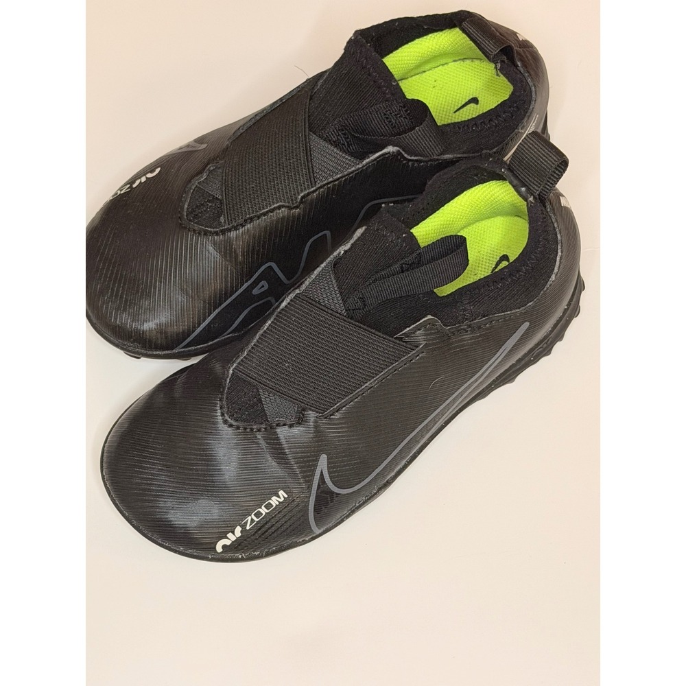 Nike Air Zoom Mercurial Turf Soccer Shoes Black Volt DJ5621-001 Kids 11C